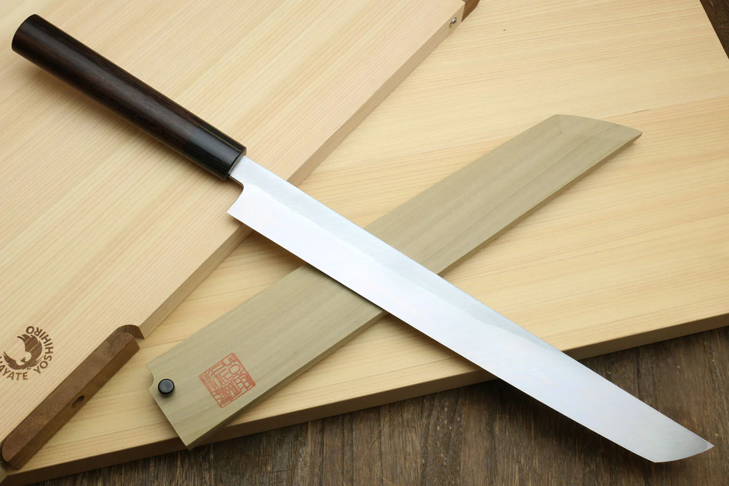 Yoshihiro Left Handed Hongasumi White Steel Sakimaru Takobiki Sushi Sashimi Japanese Knife Shitan Handle - Image 2