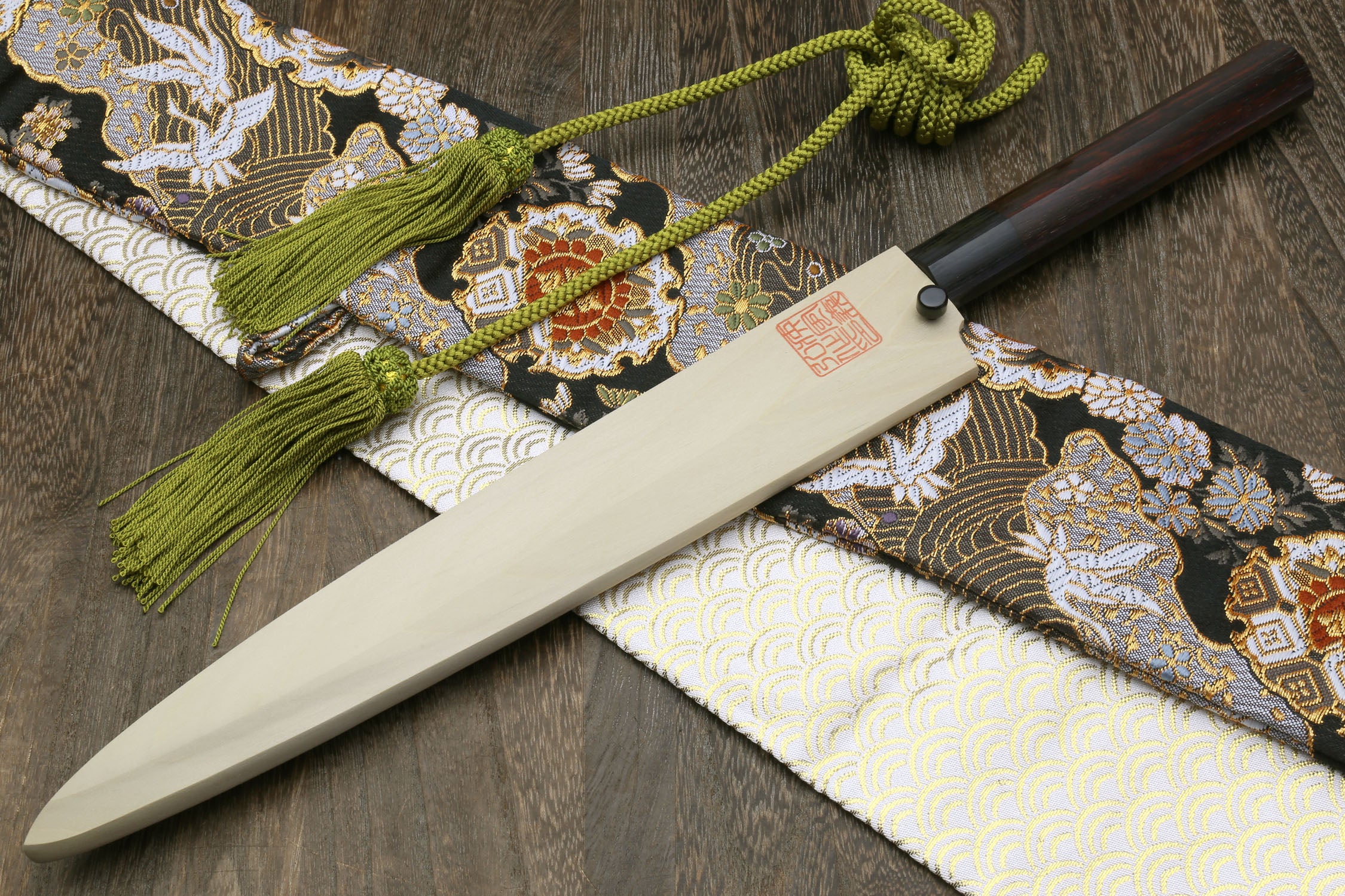 Yoshihiro Left Handed Kasumi White Steel Yanagi Sushi Sashimi Japanese Knife Shitan Handle - Image 7