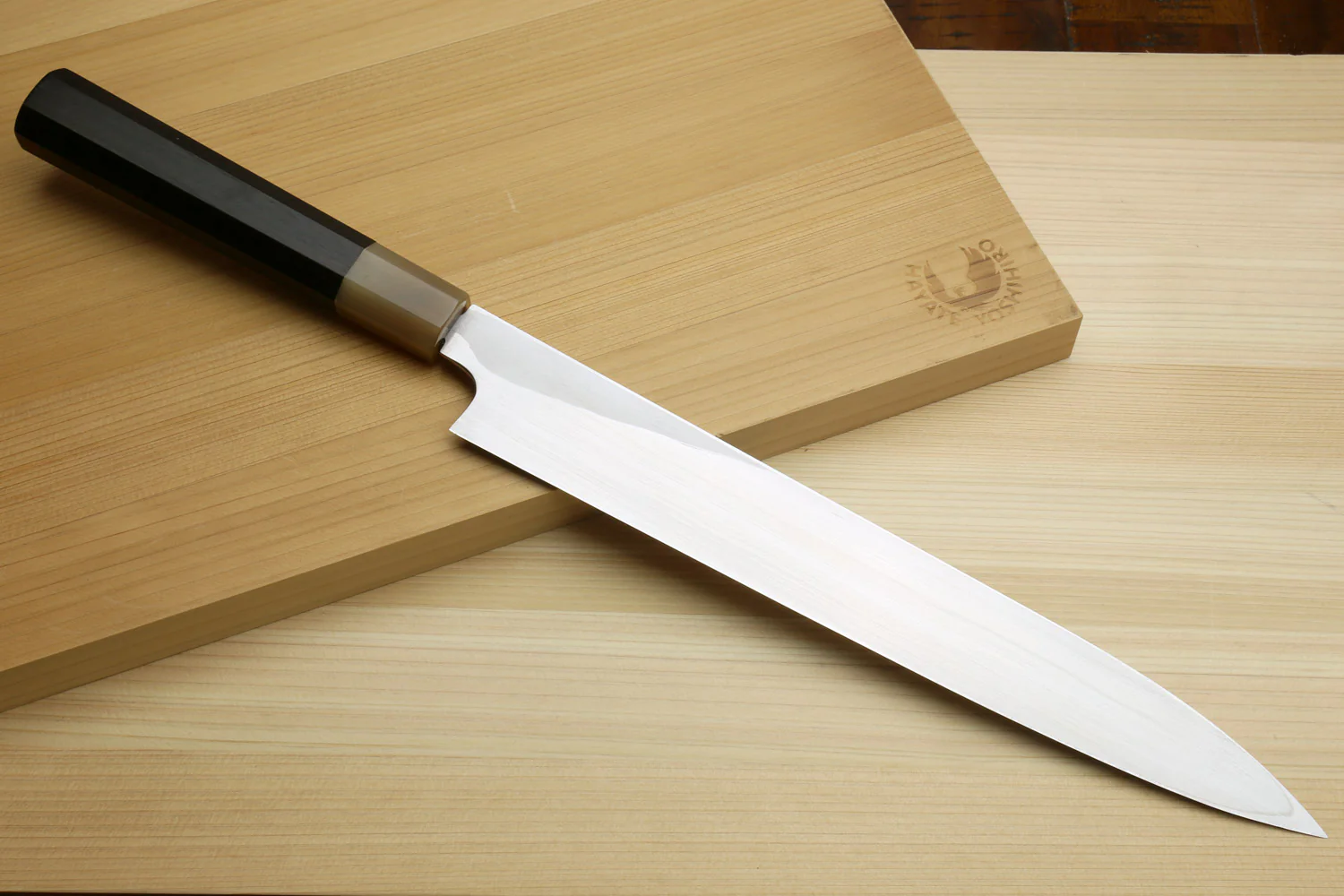 Yoshihiro Left Handed Masashi Hongasumi White Steel Yanagi Sushi Sashimi Japanese Knife Ebony Handle - Image 2