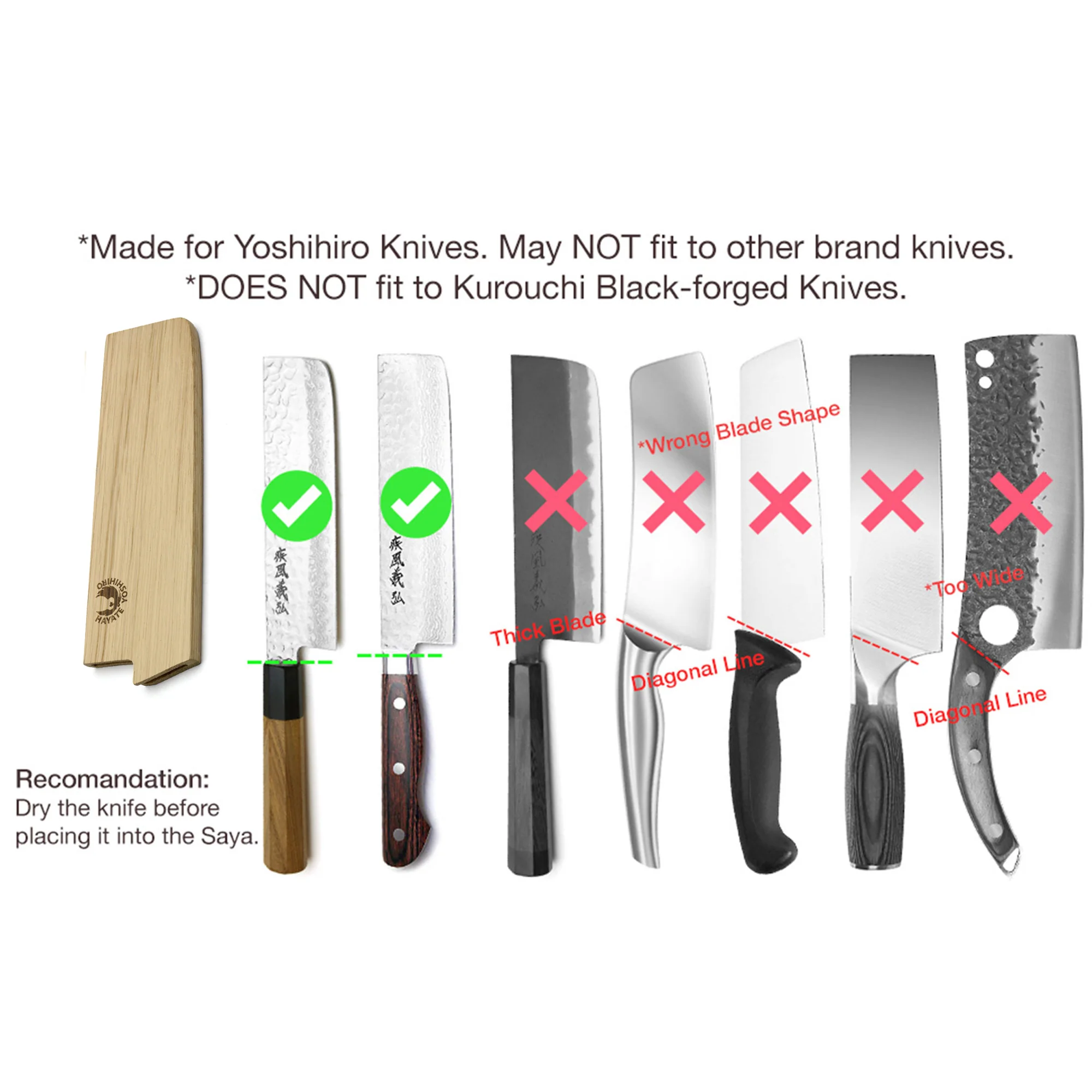 Yoshihiro Magnetic Oak Wood Saya Cover Blade Protector for Nakiri - Image 6