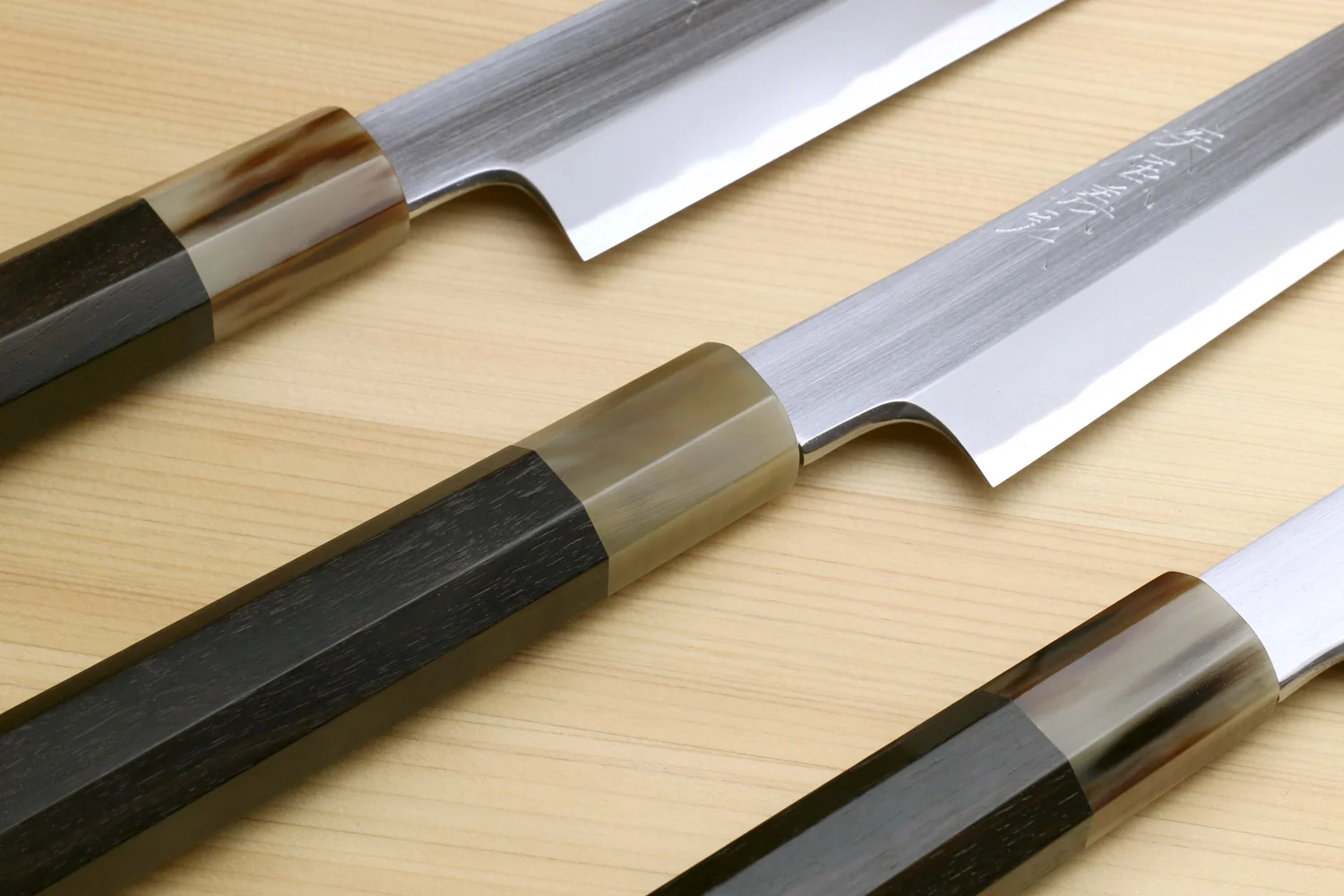 Yoshihiro Masashi Hongasumi White Steel Curved Sakimaru Takobiki Sushi Sashimi Japanese Knife Ebony Handle - Image 7
