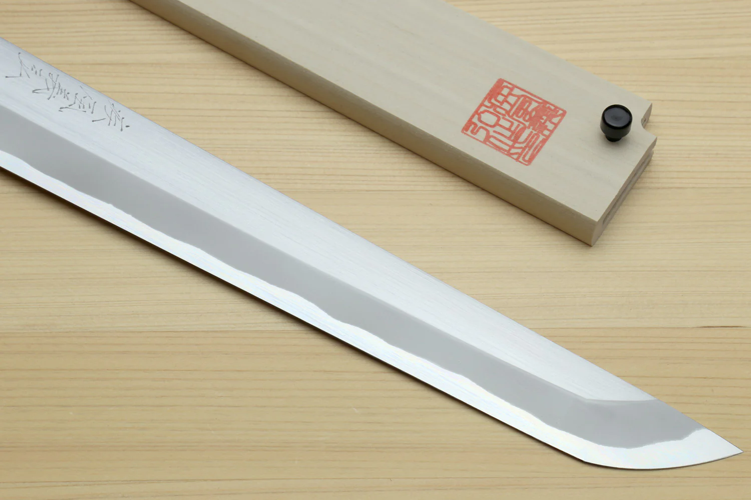 Yoshihiro Masashi Hongasumi White Steel Sakimaru Takobiki Sushi Sashimi Japanese Knife Ebony Handle - Image 4