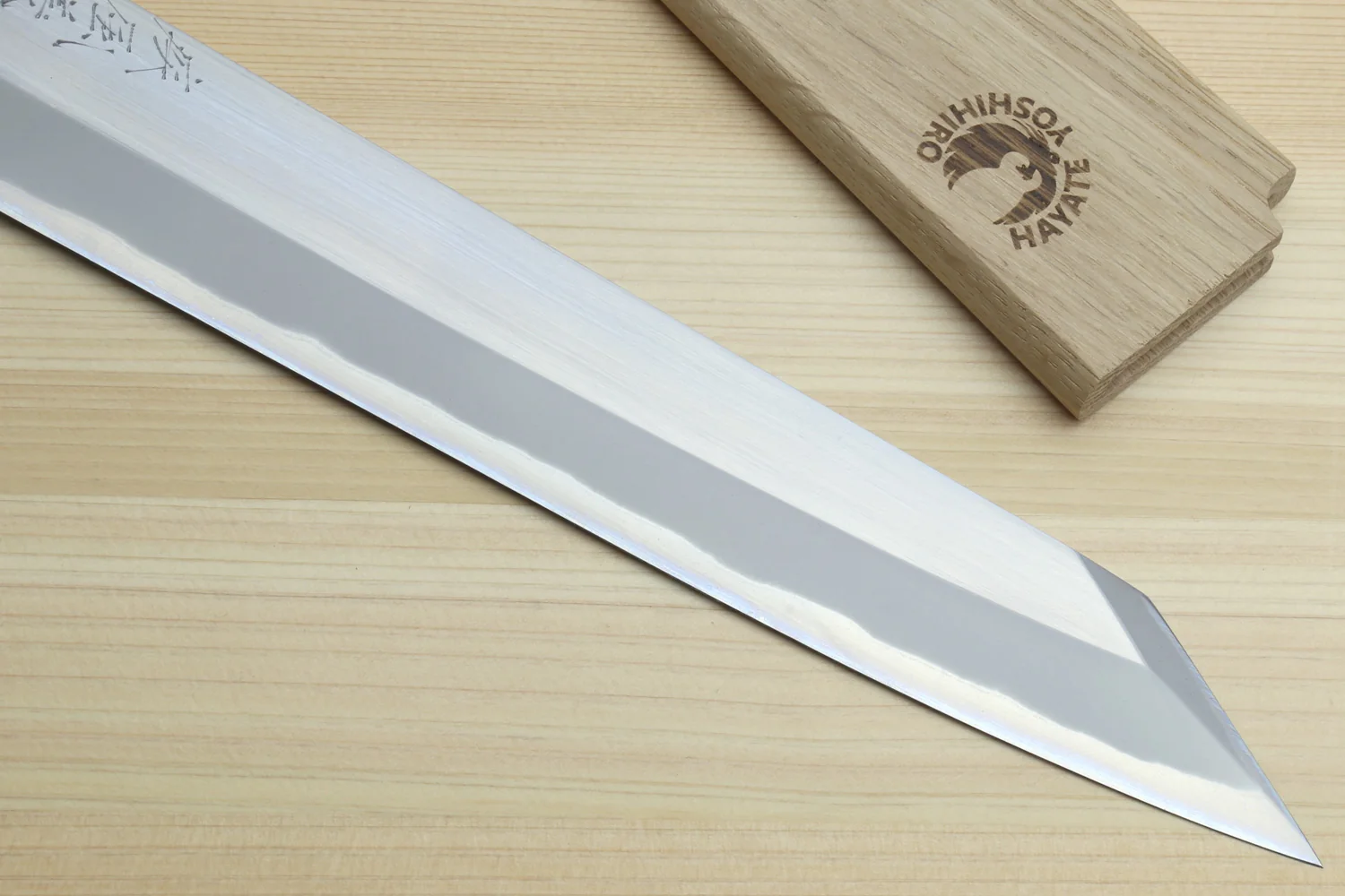 Yoshihiro Masashi Hongasumi White Steel Yanagi-Kiritsuke Sushi Sashimi Japanese Knife Ebony Handle - Image 4