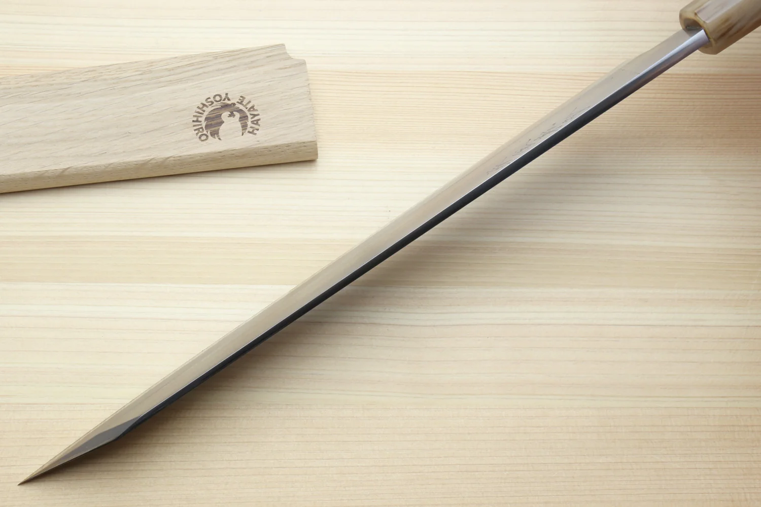 Yoshihiro Masashi Hongasumi White Steel Yanagi-Kiritsuke Sushi Sashimi Japanese Knife Ebony Handle - Image 5