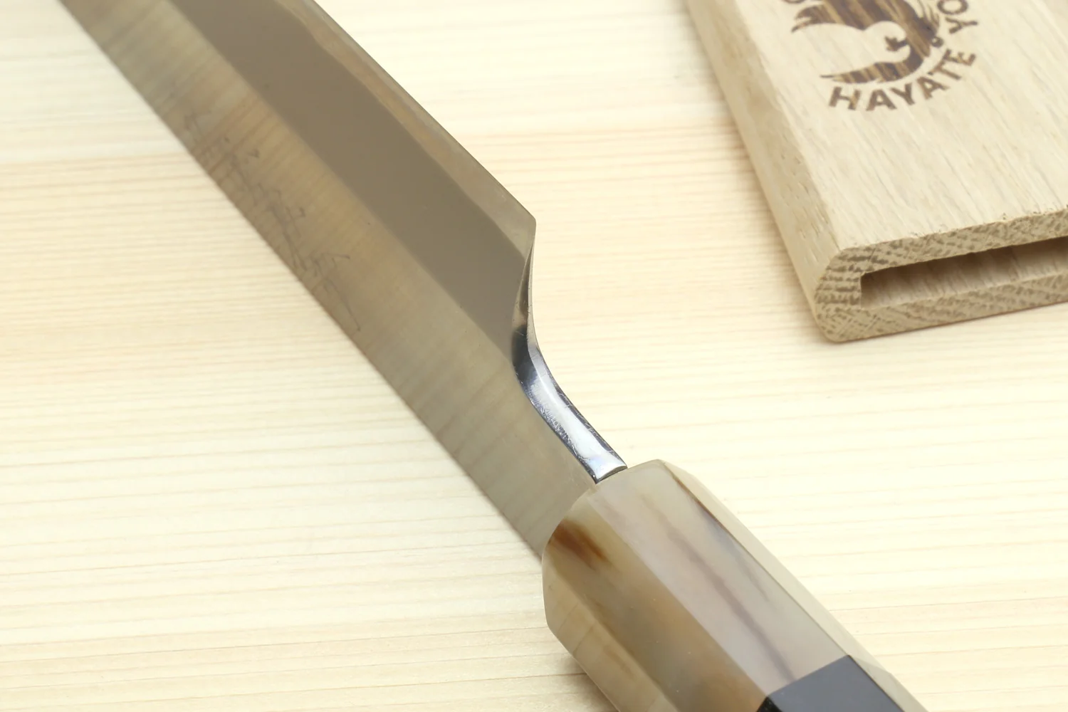 Yoshihiro Masashi Hongasumi White Steel Yanagi-Kiritsuke Sushi Sashimi Japanese Knife Ebony Handle - Image 6