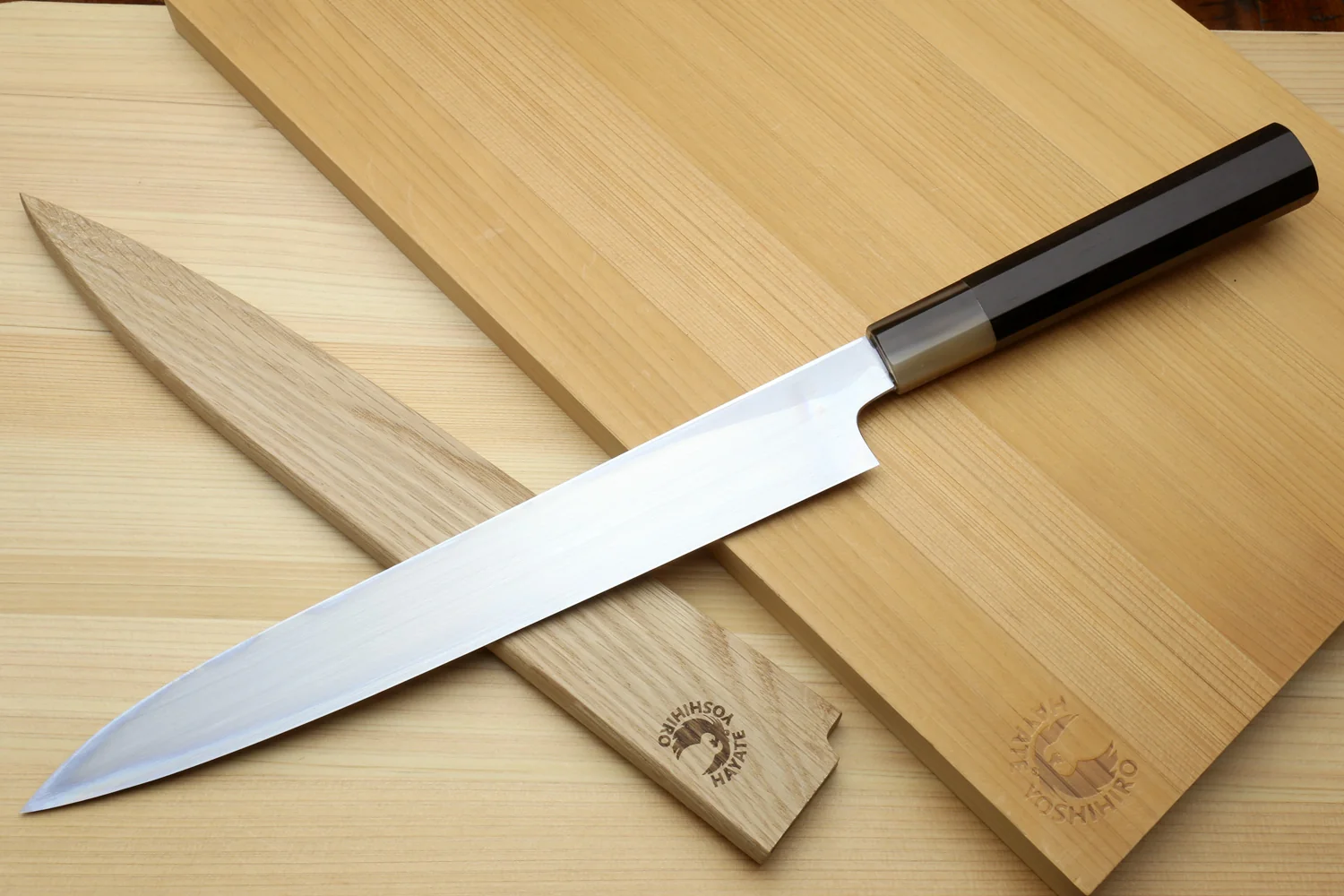 Yoshihiro Masashi Hongasumi White Steel Yanagi Sushi Sashimi Japanese Knife Ebony Handle - Image 2