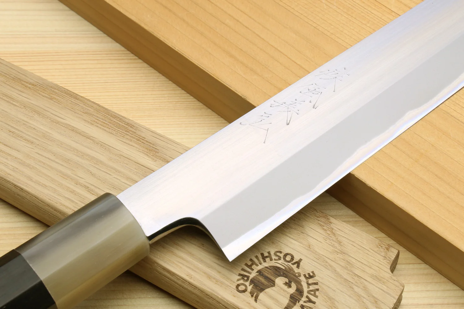 Yoshihiro Masashi Hongasumi White Steel Yanagi Sushi Sashimi Japanese Knife Ebony Handle - Image 3