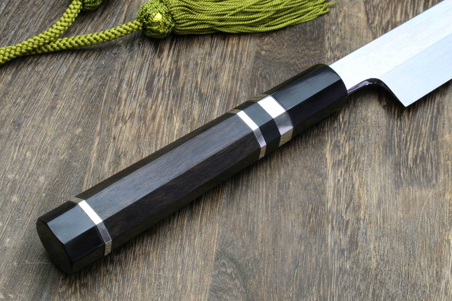 Yoshihiro IKEDA Mizu Honyaki White Steel Mirror-Finished Mt. Fuji with Full Moon (*Crescent Moon on back) Yanagi Kiritsuke Premium Ebony Handle with Triple Nickel Silver Ring - Image 8
