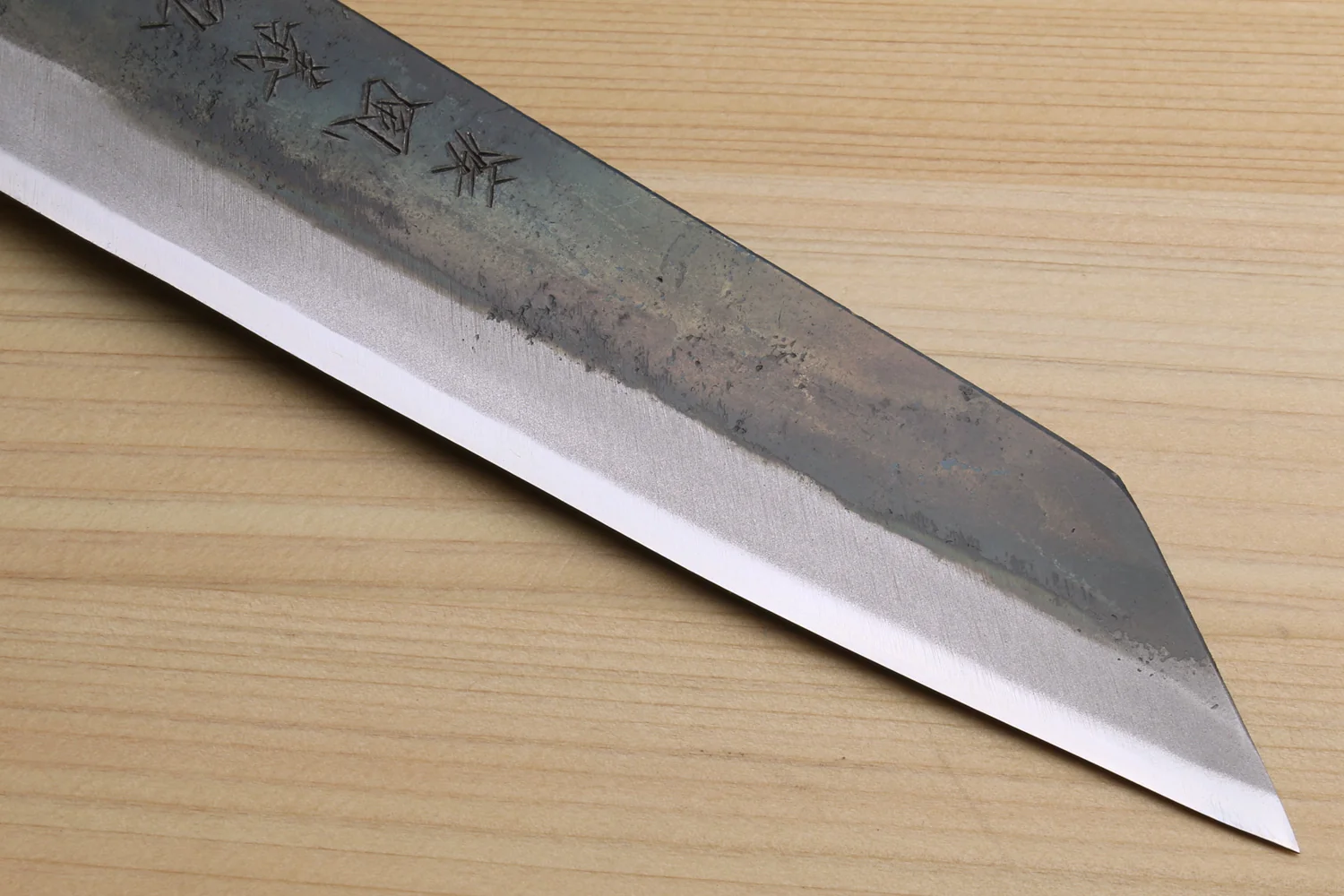 Yoshihiro Mizu Yaki Blue High Carbon Steel #1 Kurouchi Petty Kiritsuke Japanese Utility Knife Ebony Handle - Image 5