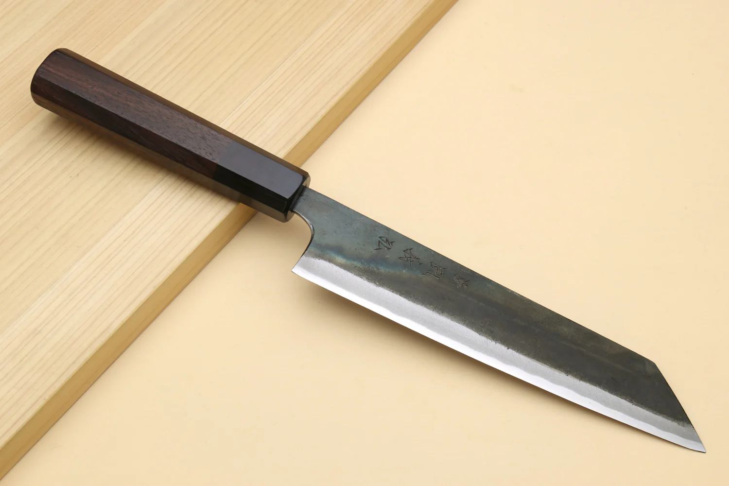 Yoshihiro Mizu Yaki Blue High Carbon Steel #1 Kurouchi Utility-Kiritsuke Japanese Knife Shitan Handle - Blade Length: 7"(180mm) - Image 2