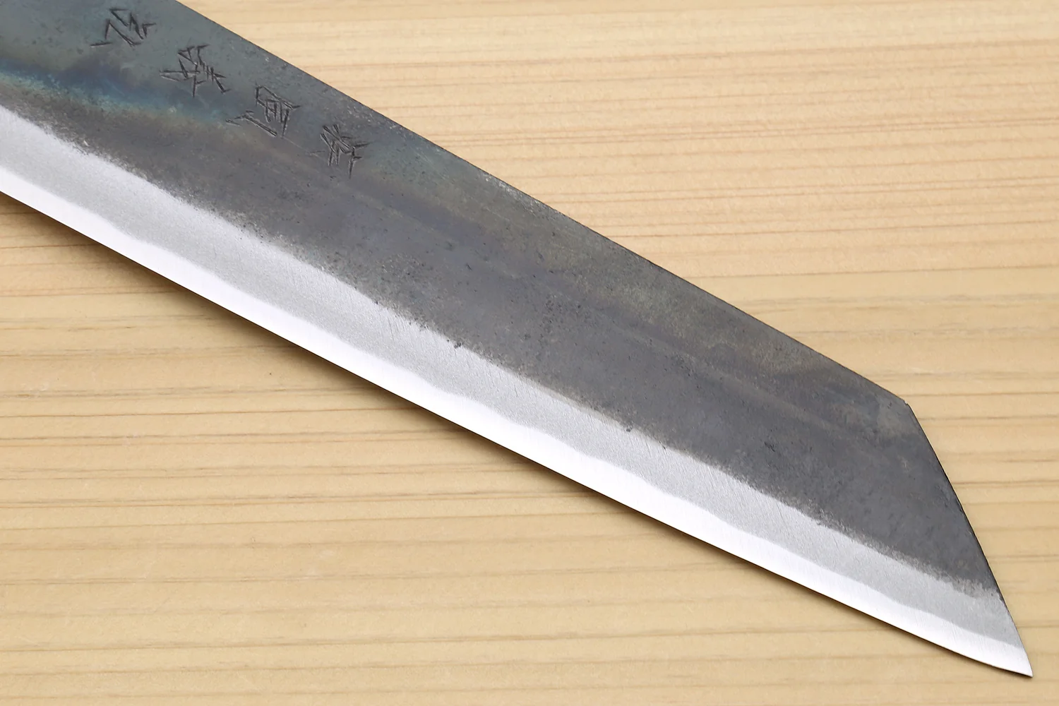 Yoshihiro Mizu Yaki Blue High Carbon Steel #1 Kurouchi Utility-Kiritsuke Japanese Knife Shitan Handle - Blade Length: 7"(180mm) - Image 6