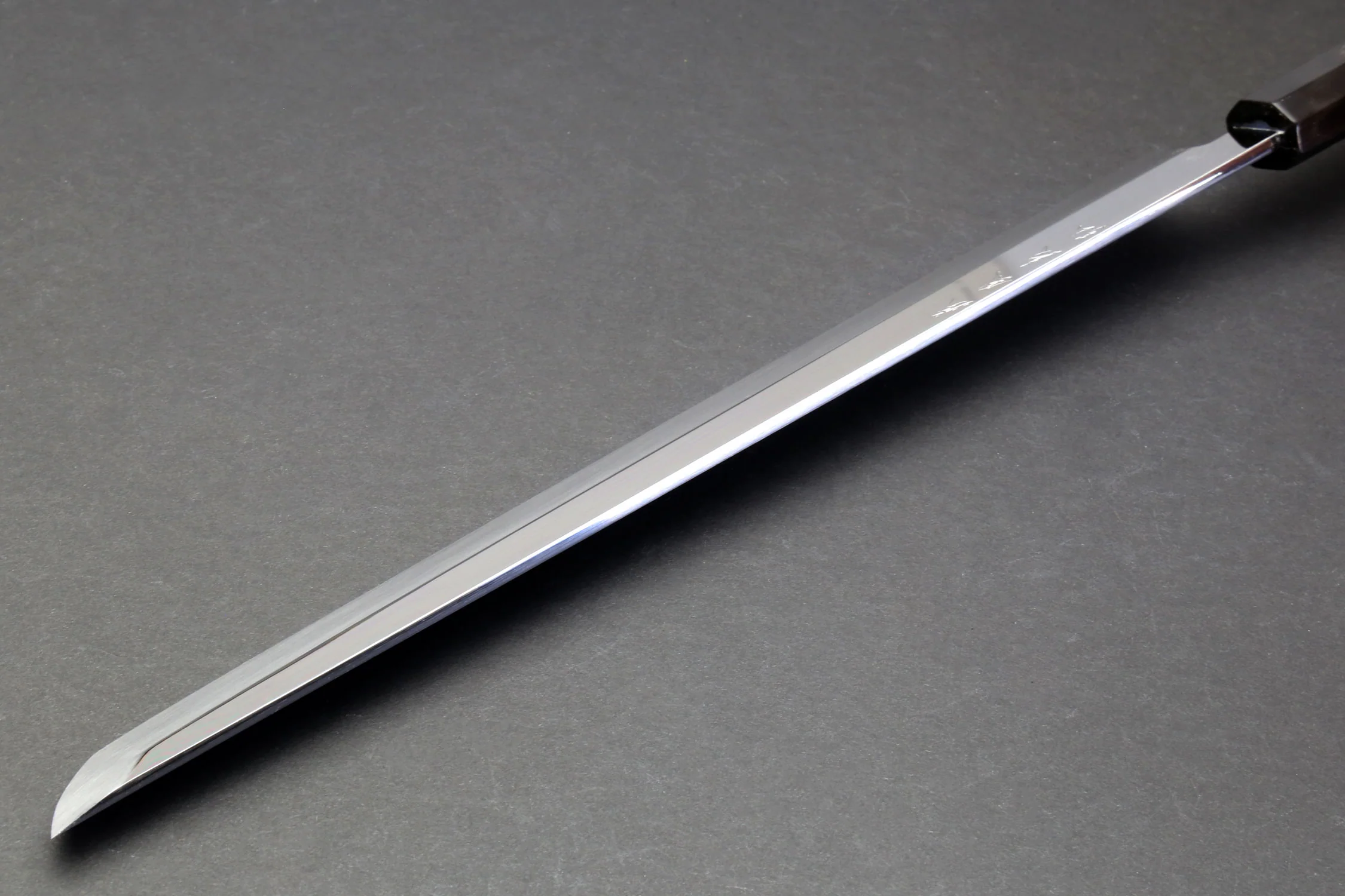 Yoshihiro Mizu Yaki Honyaki Aoko Blue Steel Mirror Polished Sakimaru Takobiki Sushi Knife Ebony Handle - Image 8