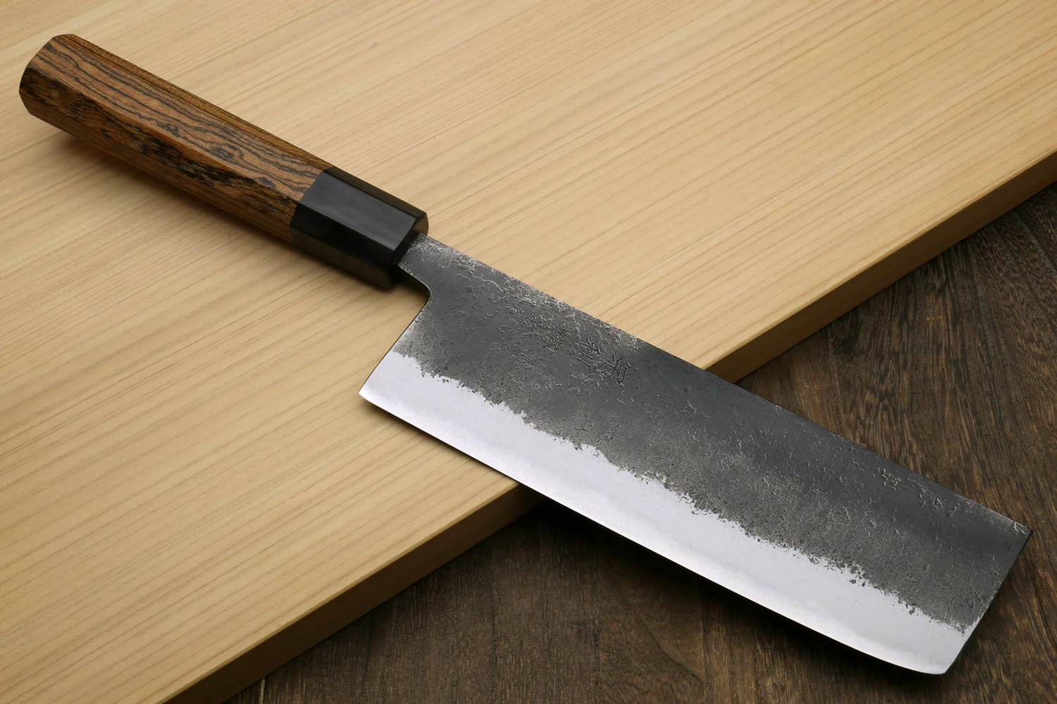 Yoshihiro Nashiji High Carbon White Steel #2 Japanese Nakiri Vegetable Knife with Cocobolo Wood Handle - Image 3
