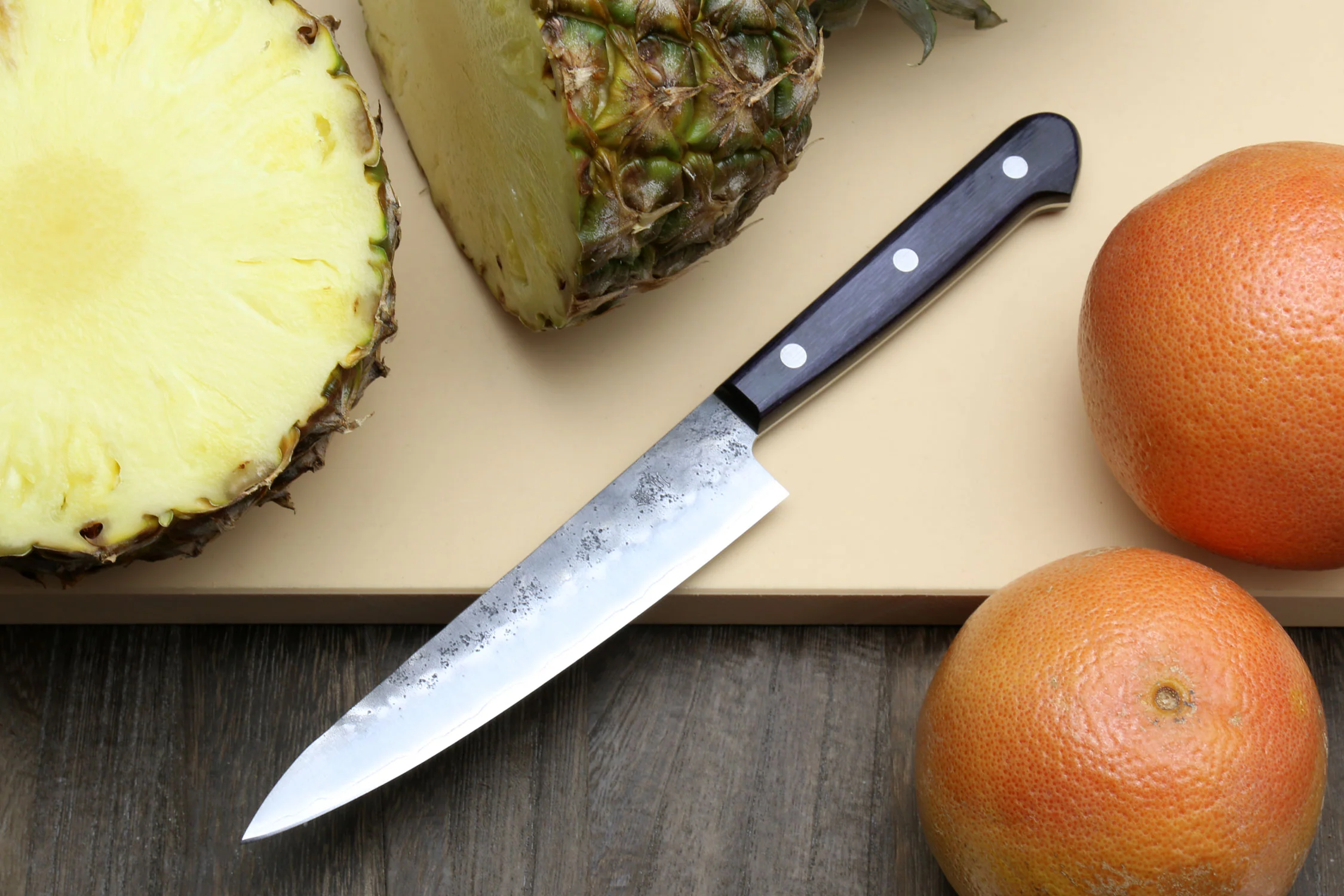 Yoshihiro Stainless Clad Nashiji Ginsan High Carbon Stain Resistant Steel Petty Utility Knife - Image 3