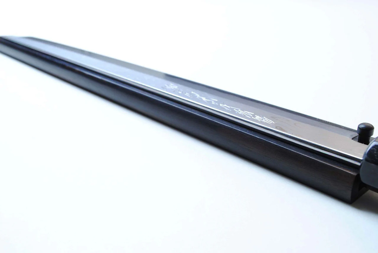 Yoshihiro Suminagashi Blue Steel #1 Sakimaru Takobiki Sushi Sashimi Slicing Japanese Chef Knife Ebony wood Handle - Image 5