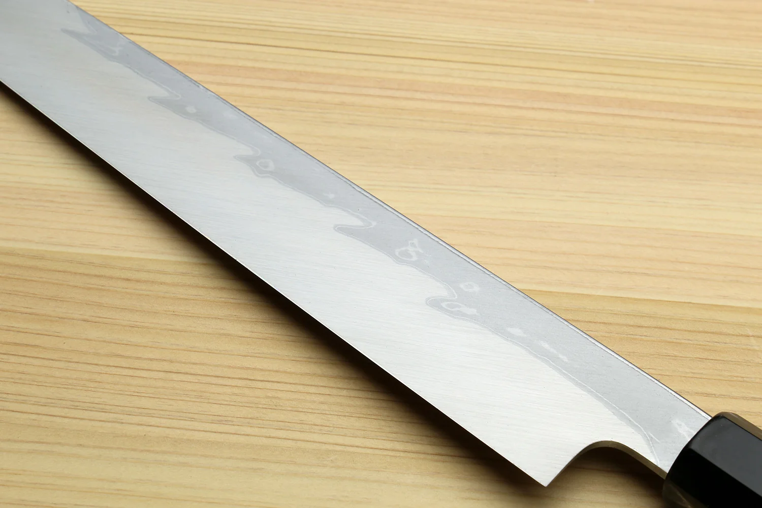 Yoshihiro Suminagashi Blue Steel #1 Yanagi Sushi Sashimi Japanese Knife Ebony Handle - Image 3
