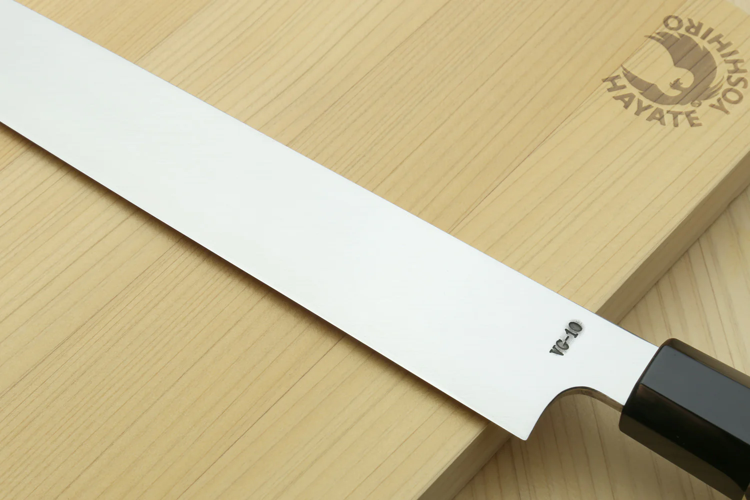 Yoshihiro SVG-10 Semi-Stainless Steel Mirror Finished Yanagi Sushi Sashimi Japanese Knife Ebony Handle with Triple Nickel Silver Ring - Image 4