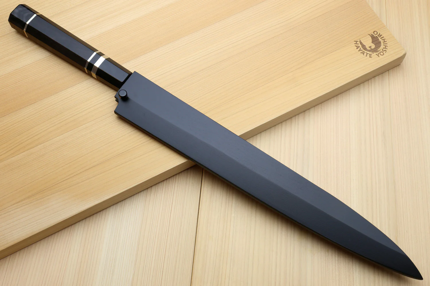 Yoshihiro SVG-10 Semi-Stainless Steel Mirror Finished Yanagi Sushi Sashimi Japanese Knife Ebony Handle with Triple Nickel Silver Ring - Image 8