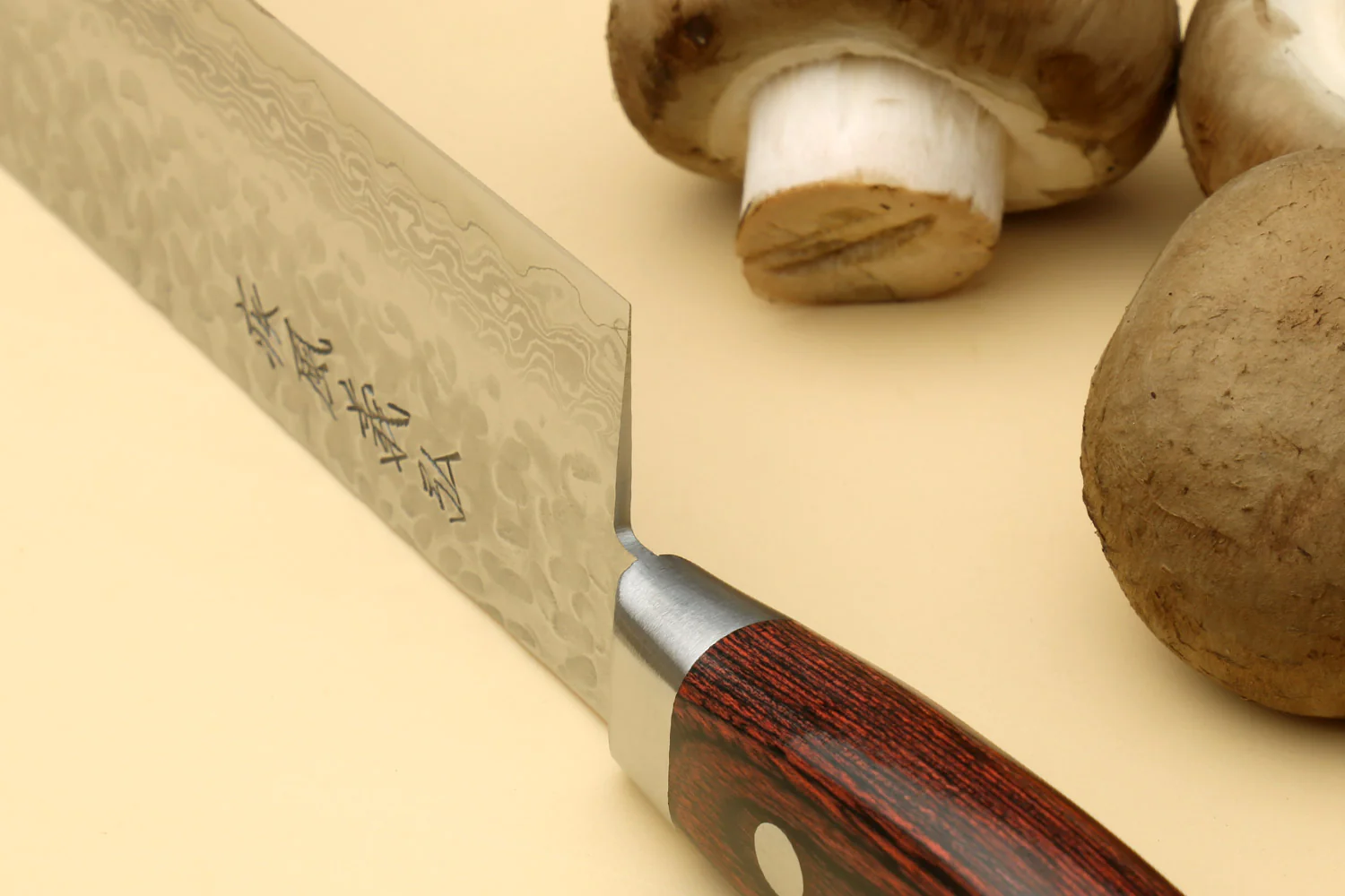 Yoshihiro VG-10 16 Layer Hammered Damascus Stainless Steel Nakiri Vegetable Knife 6.5" (165mm) - Image 8