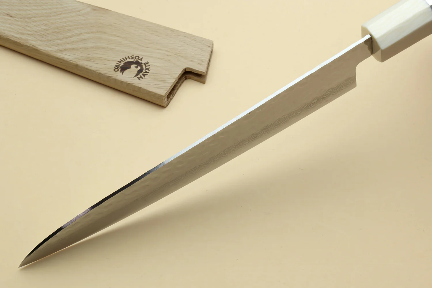Yoshihiro VG-10 46 Layers Hammered Damascus Gyuto Japanese Chefs Knife Octagonal Alternative Ivory Handle - Image 4