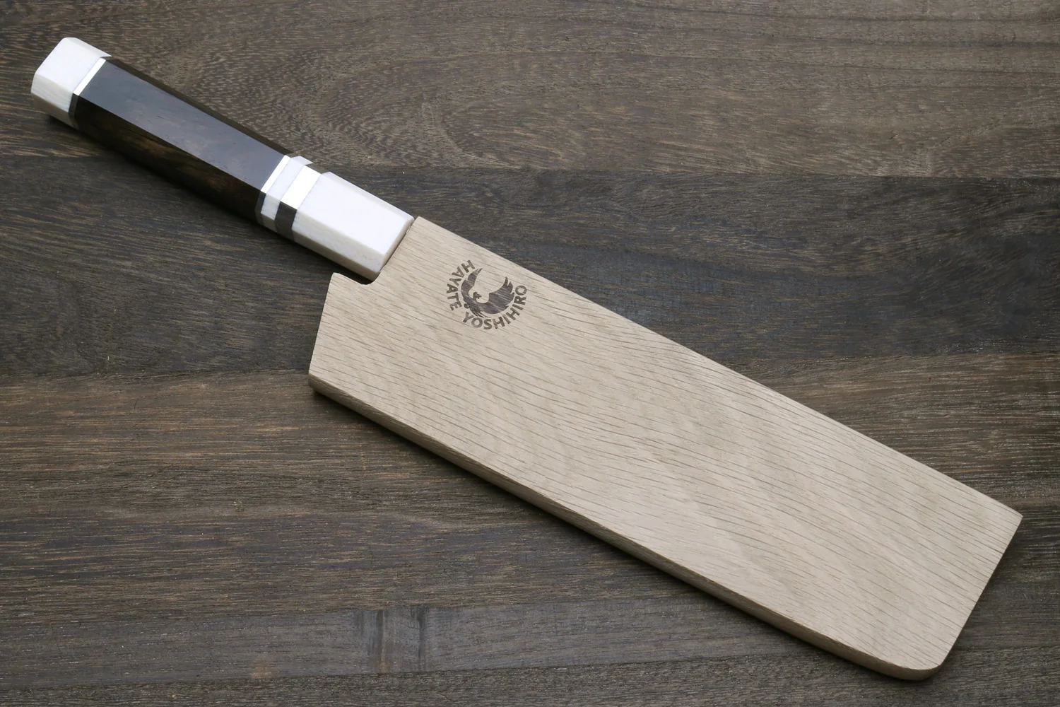 Yoshihiro VG-10 46 Layers Hammered Damascus Nakiri Japanese Vegetable Knife (6.5" (165mm)) (Ebony Handle with Alt Ivory Bolster) - Image 7