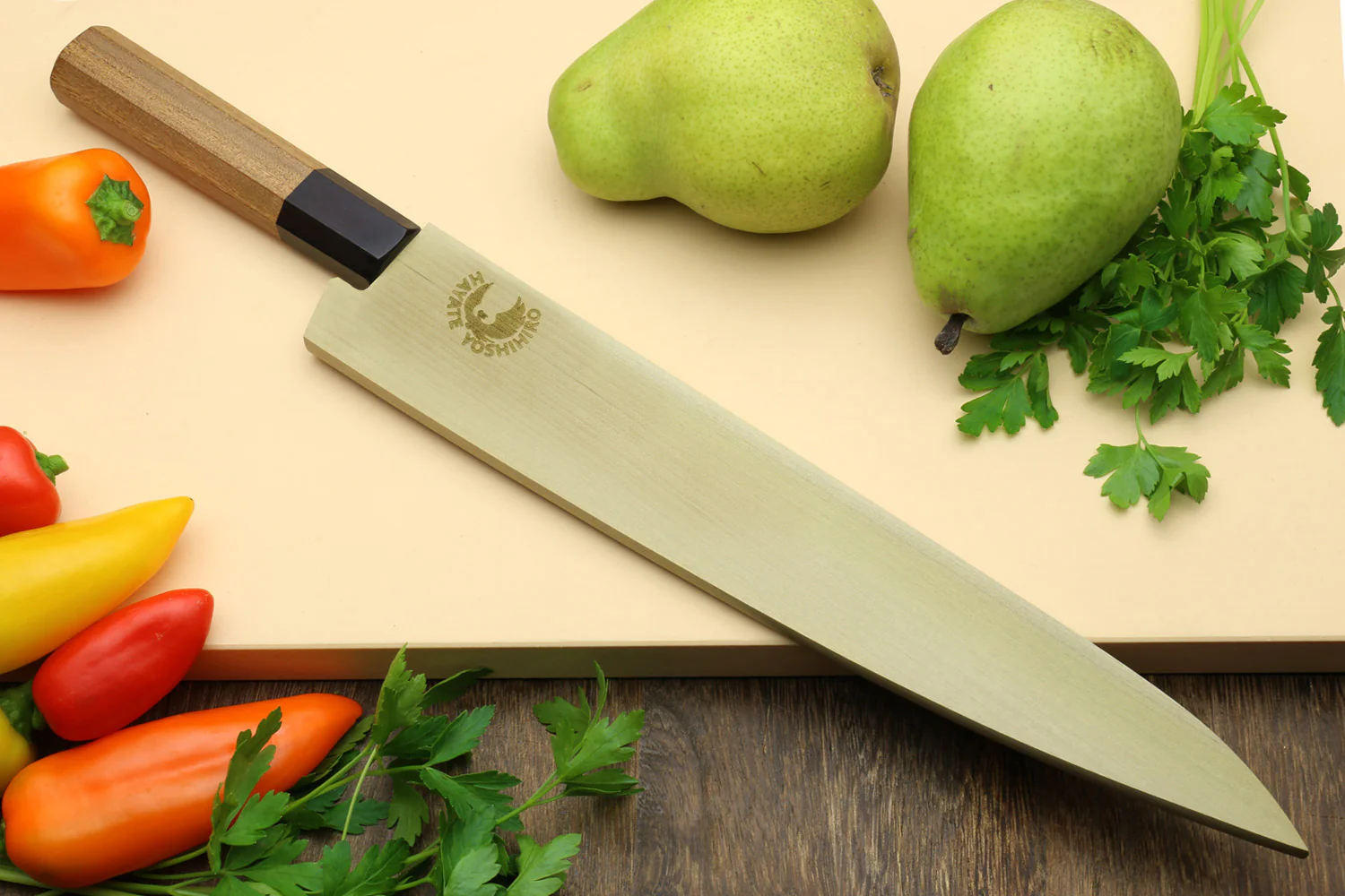 Yoshihiro VG-10 46 Layers Hammered Damascus Sujihiki Japanese Slicer Knife (Octagonal Ambrosia Handle) (9.5" (240mm)) - Image 7